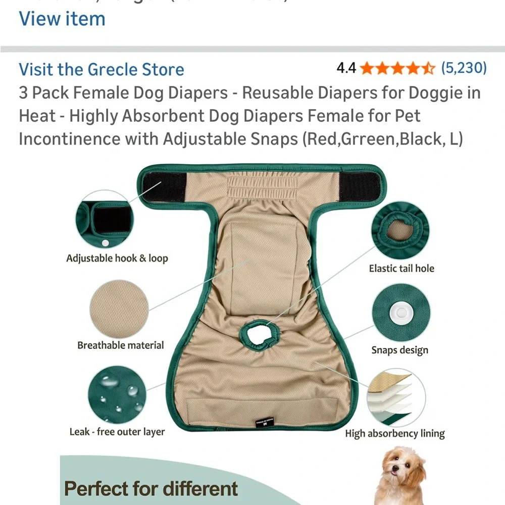 Green and Red Dog Cloth Diaper Set
